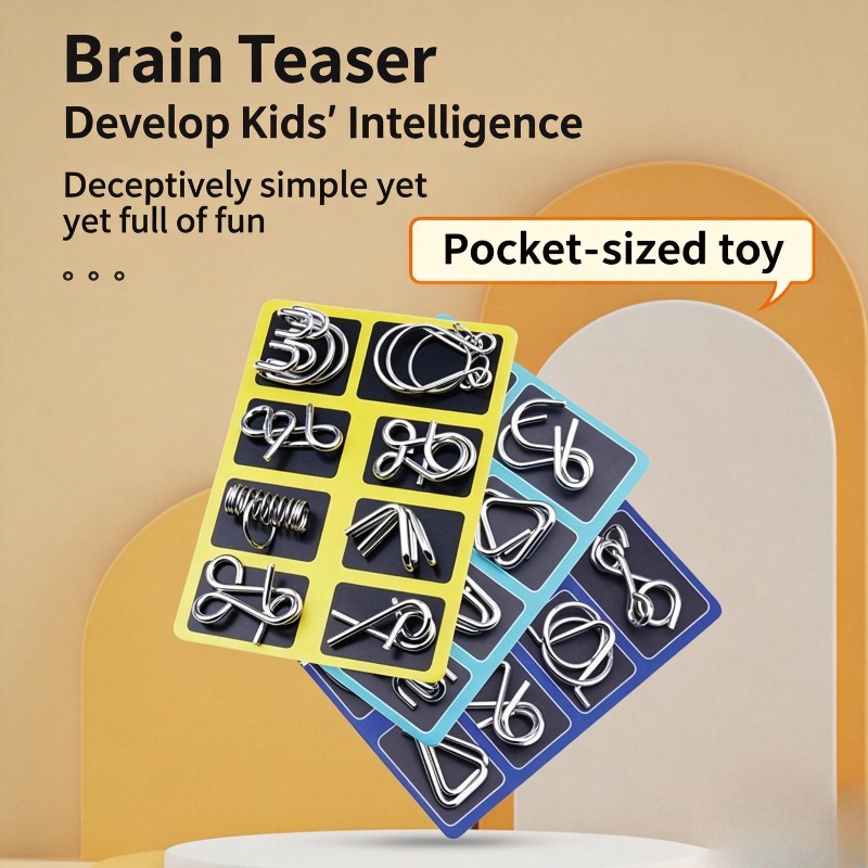 Board Game Education - Set di 8 Puzzle in Metallo,