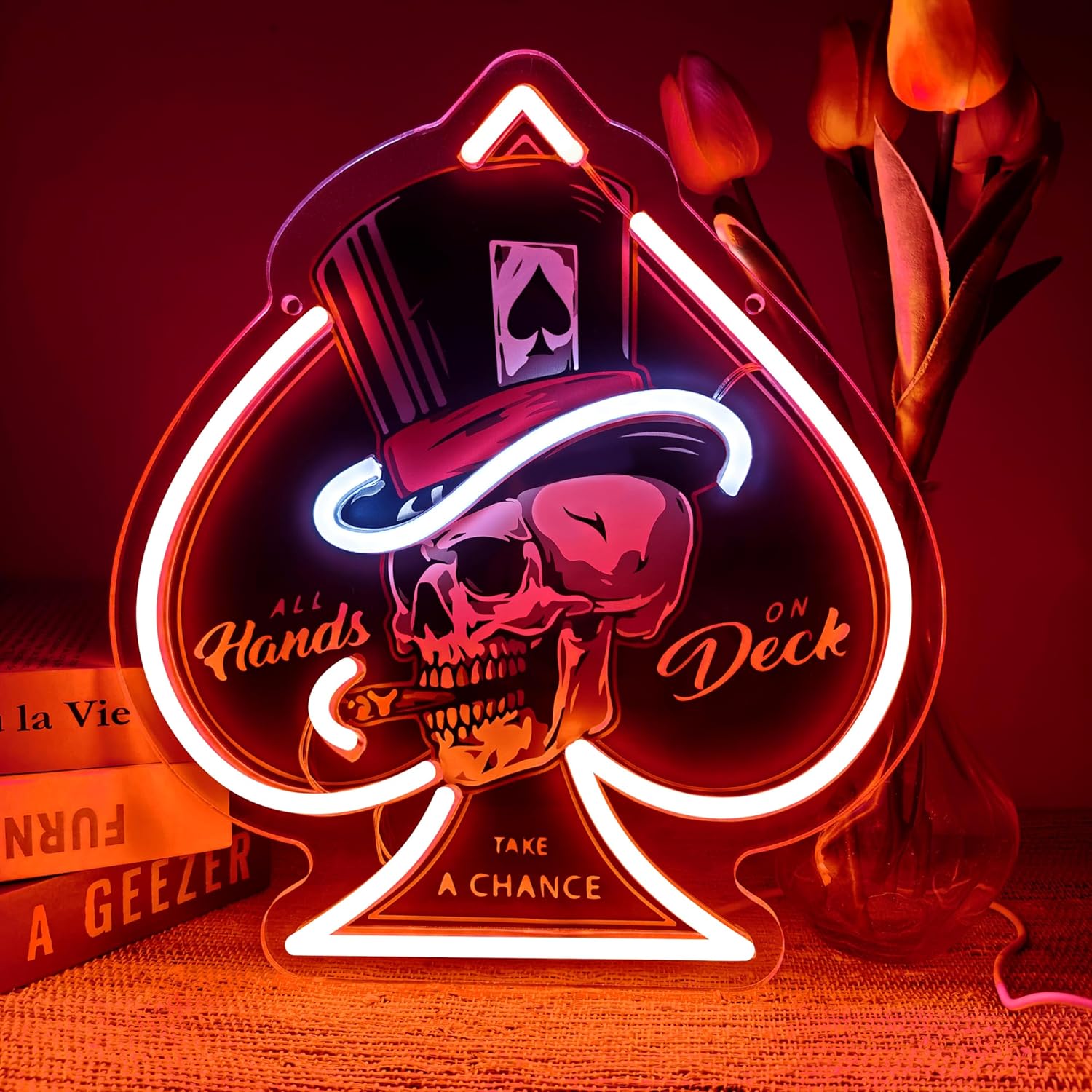 Board Game Hotel - Insegna al Neon Teschio Asso di